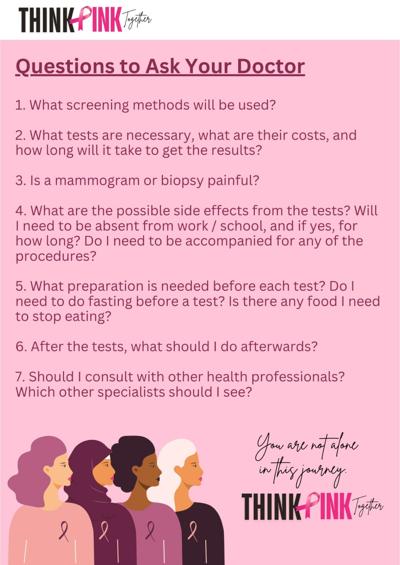 Check out these guide questions to ask your doctor/oncologist when you get your breast/armpit lump checked.